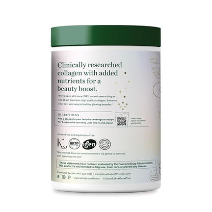 Great Lakes Wellness Beauty Boost Advanced Collagen Peptides - Hyaluronic Acid, Biotin, Vitamin C - Skin Elasticity & Hydration - Raspberry Lemonade - Non-GMO, Kosher, Keto - 8 oz - Packaging May Vary