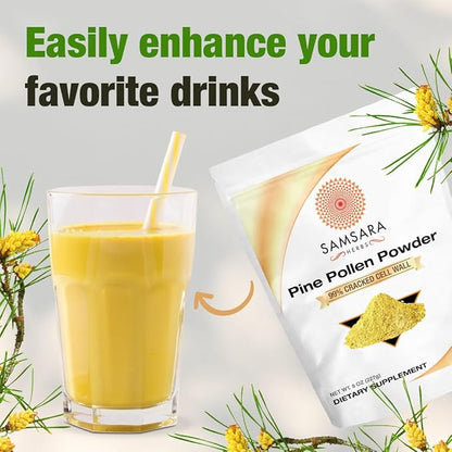 Pine Pollen Powder Wild Harvested - 99% Cracked Cell Wall (16oz/454g) Supports Healthy Energy & Longevity