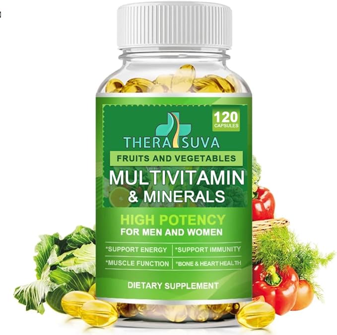 Natural Multivitamins & Minerals, Whole Food Supplement - Vegan + B-Complex + Calcium + Magnesium + Zinc, for Men & Women, Complete Nutritional Support- 120 Capsules, 60 Day Supply