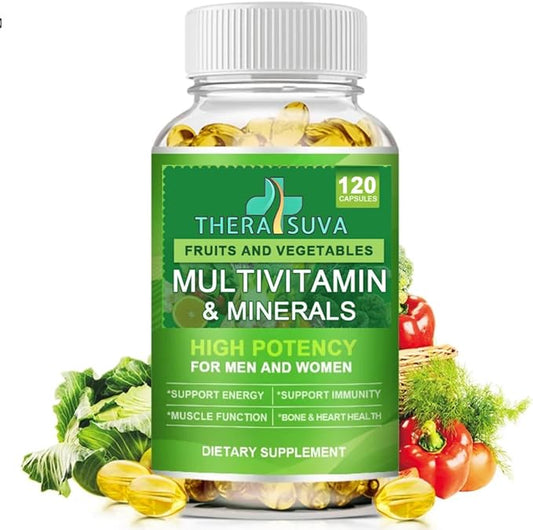 Natural Multivitamins & Minerals, Whole Food Supplement - Vegan + B-Complex + Calcium + Magnesium + Zinc, for Men & Women, Complete Nutritional Support- 120 Capsules, 60 Day Supply