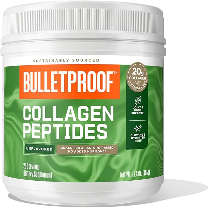 Bulletproof Unflavored Collagen Peptides Powder with MCT Oil, 14.3 Ounces, Grass-Fed Collagen Protein for Skin, Bone and Joint Support, Pasture Raised, No Added Hormones