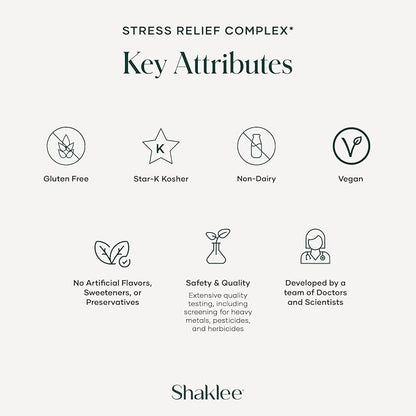 Shaklee - Stress Relief Complex - Calming Blend of L-theanine, Ashwagandha, Beta-sitosterol, and L-tyrosine - Promotes Relaxation without Drowsiness - 1 Caplet Daily - Adults Supplement - 30 Caplets