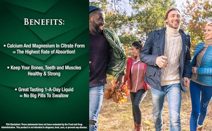 Tropical Oasis Liquid Calcium Magnesium - Natural Formula w/Support for Strong Bones - Liquid Vitamins w/Calcium, Magnesium & Vitamin D - up to 96% Absorption by The Body. - 32oz, 64 Serv.