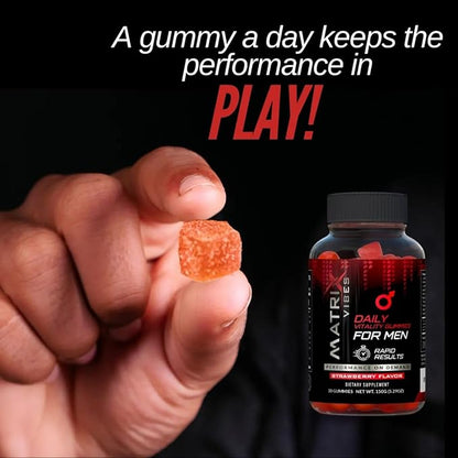 Daily Vitality Gummies for Men - Holistic Well-Being Support - Adaptogen-Enriched - Delicious Strawberry Flavor - 30-Day Supply