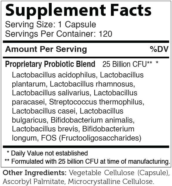 Zahler BioDophilus High Potency Probiotic Formula 25 Billion Live & Active CFUs - 120 Capsules