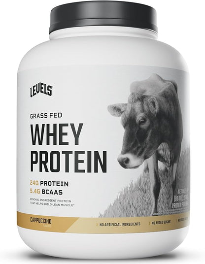 Levels Grass Fed Whey Protein Powder, No Artificials, 24G of Protein, Cappuccino, 5LB