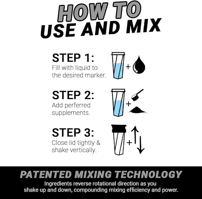 HELIMIX 1.5 Vortex Blender Shaker Bottle Holds Upto 20oz | No Blending Ball or Whisk | USA Made | Portable Pre Workout Whey Protein Drink Shaker Cup | Mixes Cocktails Smoothies Shakes | Top Rack Safe