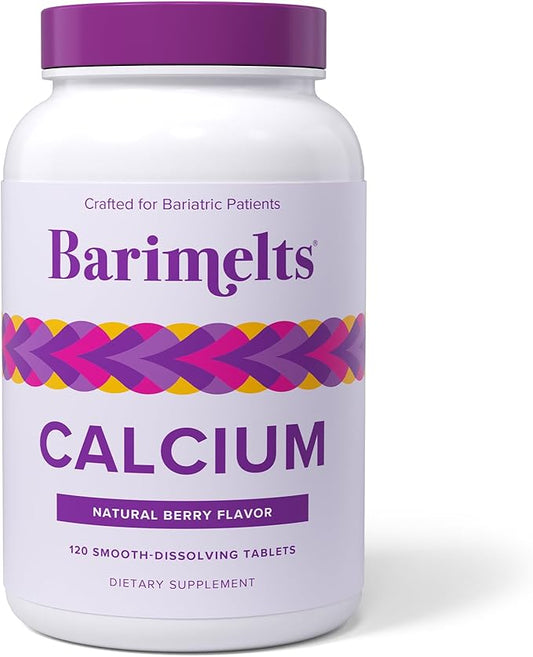 Barimelts Calcium Citrate with Vitamin D3 & Magnesium - 120 Smooth-Dissolving Tablets (1-Month Supply) - Bariatric Calcium Supplements for Women, Natural Berry Flavor