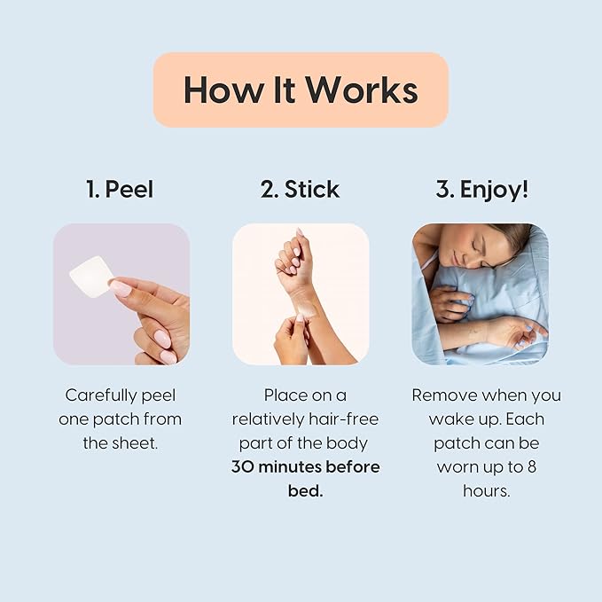 The Patch Brand Sleep Patches | Support Restful Sleep with Melatonin, Valerian Root & B6 | All Natural Vitamins & Mineral Patch Plant Based and Cruelty Free Water Resistant Patches That Last All Night