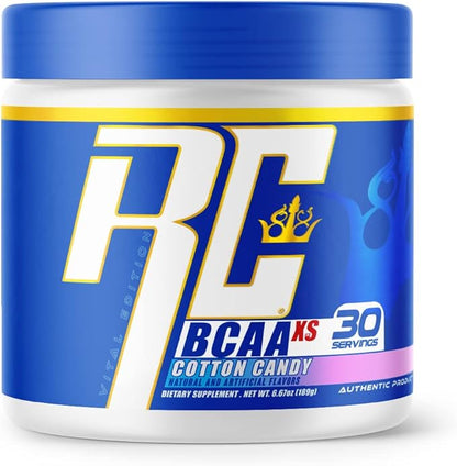 Ronnie Coleman Signature Series BCAA XS Powder with Essential Amino Acids, Post Workout Muscle Recovery, Sugar Free Hydration Drink Mix, Supplement for Women and Men, Cotton Candy Flavor, 30 Servings