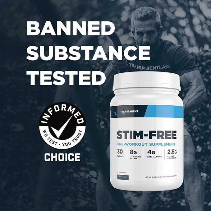 Transparent Labs Stim-Free Pre-Workout - Caffeine & Stim Free Pre Workout Powder Naturally Sweetened for Men and Women with Beta Alanine Powder, Citrulline Malate, & elevATP - 30 Servings, Peach Mango