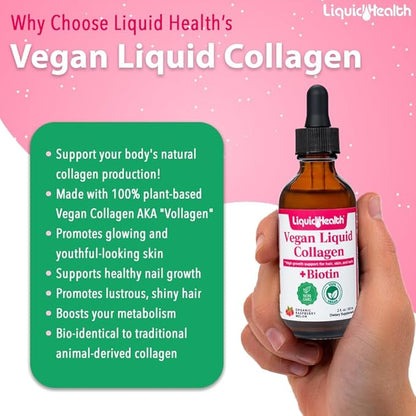 LIQUIDHEALTH Vegan Daily Essentials Vitamin Starter Kit with Organic Methyl B12 Drops, Vegan Liquid Collagen + Biotin, Vegan Liquid Iron, Vegan Vitamin D3 Drops - 100% Plant-Based Vitamin Supplements