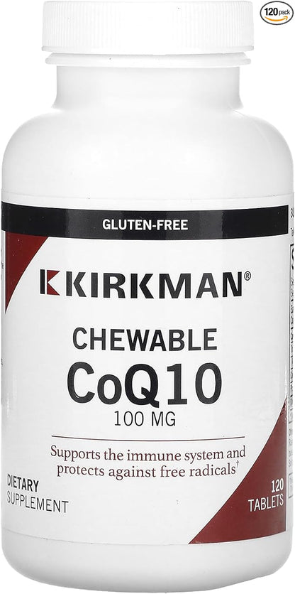 Kirkman Coenzyme Q10 100 mg Chewable Tablets (with Stevia) | 120 Chewable Tablets