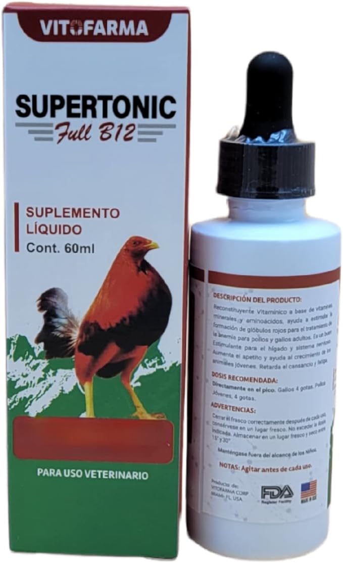 Supertonic Full B12 for Rooster - Multivitamin boosters for Roosters, Vitamin Recovery Liquid 60ml