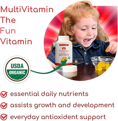 Organic Gummy MultiVitamins, 3-Pack, 60 Count Each; Blend of 11 Essential Nutrients, for Kids and Adults, Vegan, Assorted Strawberry, Lemon, Orange Flavors