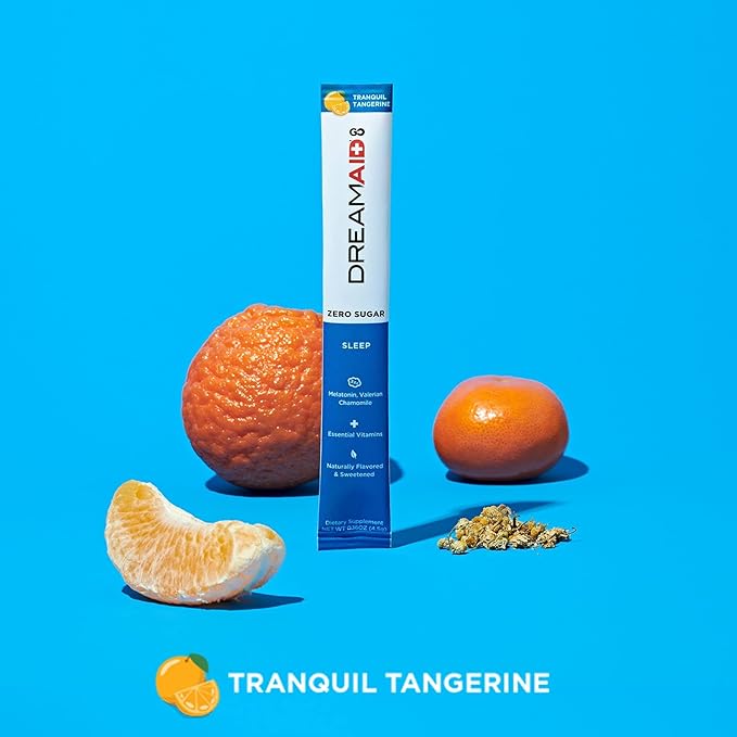 Sleep Aid Drink Mix, DreamAid, Melatonin, Chamomile - Helps Adults Fall Asleep Faster, Sleep Longer and Wake up Feeling Rejuvenated, Zero Sugar & Keto Friendly, 14 Servings (Pack of 1)