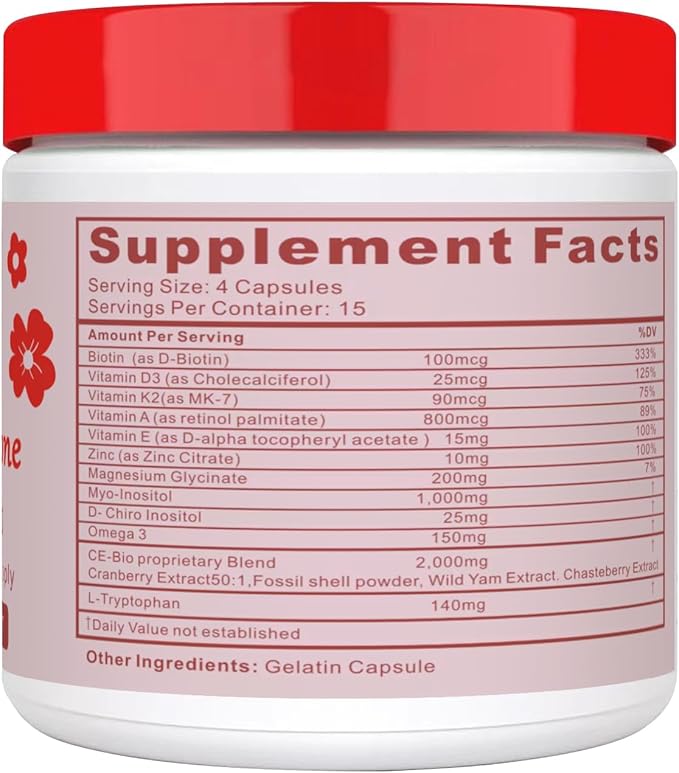 Upgrade Happy Hormones,Inositol Multivitamin & pcos supplements -w/Myo-Inositol,Magnesium Glycinate,D-Chiro Inositol,Omega 3,Vitamin D3,Zinc,Supports Hormone Balance and Women’s Health- 60 Capsules