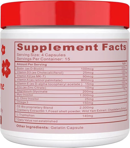 Upgrade Happy Hormones,Inositol Multivitamin & pcos supplements -w/Myo-Inositol,Magnesium Glycinate,D-Chiro Inositol,Omega 3,Vitamin D3,Zinc,Supports Hormone Balance and Women’s Health- 60 Capsules