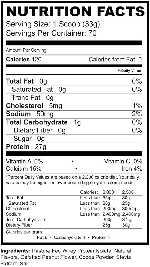 Precision ISO Chocolate Peanut Butter (2lb) | 27g Premium Pasture Fed Whey Protein Isolate | Zero Sugar | 28 Servings
