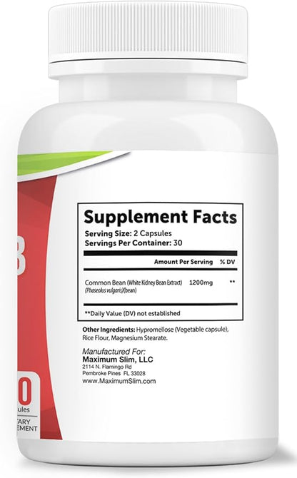Maximum Slim Fat & Carb Blocker Pure Kidney Bean Extract for Weight Loss and Appetite Suppressant,