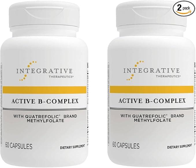 Integrative Therapeutics Active B-Complex - Energy Metabolism Support* - B-Complex Vitamin Supplement with 8 B-Vitamins, Vitamin B12, Folate, Choline - 60 Capsules - 2 Pack