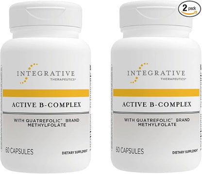 Integrative Therapeutics Active B-Complex - Energy Metabolism Support* - B-Complex Vitamin Supplement with 8 B-Vitamins, Vitamin B12, Folate, Choline - 60 Capsules - 2 Pack