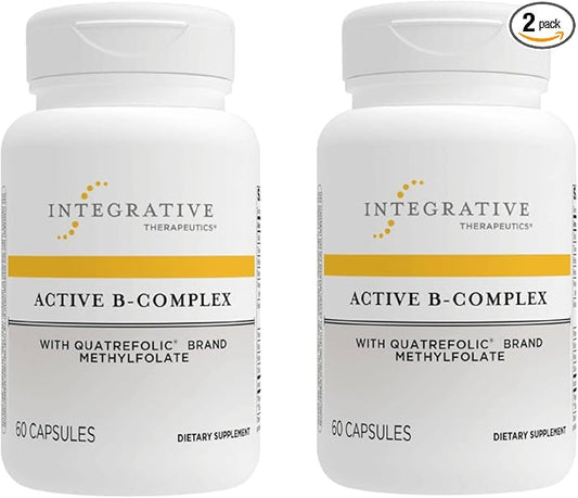 Integrative Therapeutics Active B-Complex - Energy Metabolism Support* - B-Complex Vitamin Supplement with 8 B-Vitamins, Vitamin B12, Folate, Choline - 60 Capsules - 2 Pack