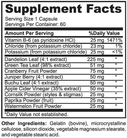 Herbal Water Relief Diuretic Water Pills for Water Retention, Bloating, Water Weight, Swollen Legs, Feet - Dandelion Extract Supplement - Water Retention Loss - Diuretics for Women & Men - 60 Capsules