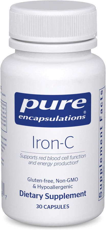 Pure Encapsulations Iron-C | Iron and Vitamin C Supplement to Support Muscle Function, Red Blood Cell Function, and Energy* | 30 Capsules