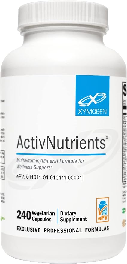 XYMOGEN ActivNutrients with Iron and Copper - Multivitamin Multimineral for Wellness, Immune, Energy and Mood Support - Chelated Minerals + Active B Vitamins with Folate (240 Capsules)