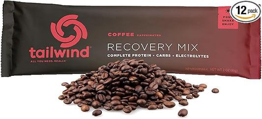 Tailwind Nutrition Recovery Mix, Complete Protein, Carbohydrates, and Electrolytes Powder Drink Mix for Post-Workout, Free of Gluten, Soy, and Dairy, Vegan, 12 Servings, Coffee