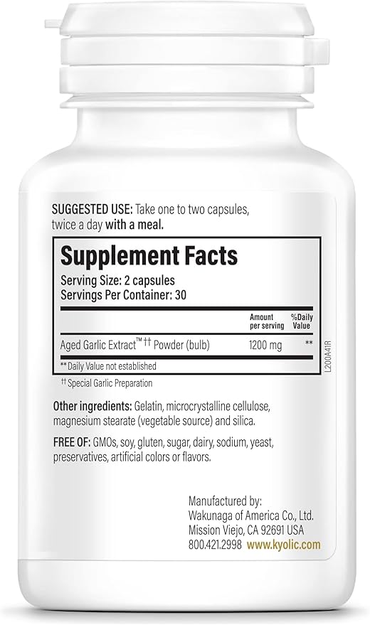 Kyolic Aged Garlic Extract Formula 200, Cardiovascular & Immune, Reserve 60 Capsules (Packaging May Vary)