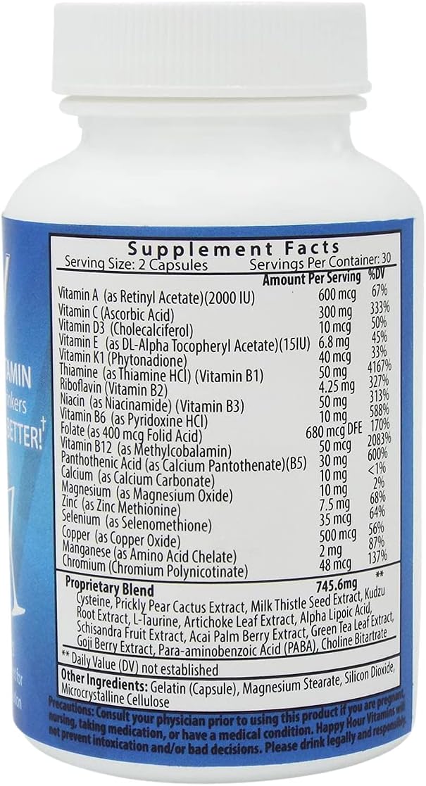Bottle - Multivitamin Formulated for Better Mornings – Live & Feel Better with Milk Thistle, Prickly Pear Cactus, B & C Vitamins, & More- 30 Servings