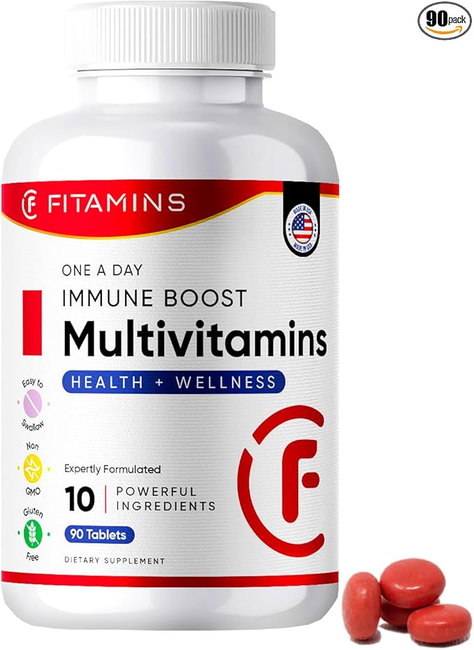 Easy-to-Swallow One Daily Multivitamin, Supplement Tablet with Vitamin A, Vitamin C, Vitamin D, Vitamin B2, B6 for Immune Health Support, B12, Calcium & More, 90 Count