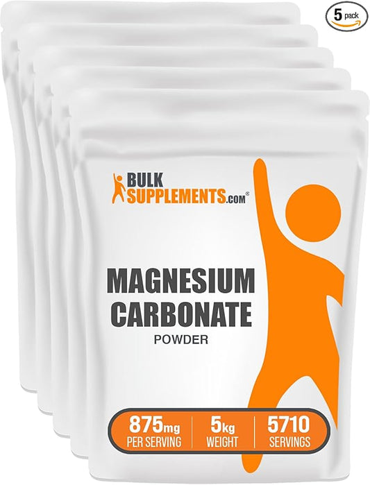 BulkSupplements.com Magnesium Carbonate Powder - Magnesium Carbonate Supplement, Magnesium Carbonate Food Grade - Gluten Free, 875mg per Serving, 5kg (11 lbs) (Pack of 5)