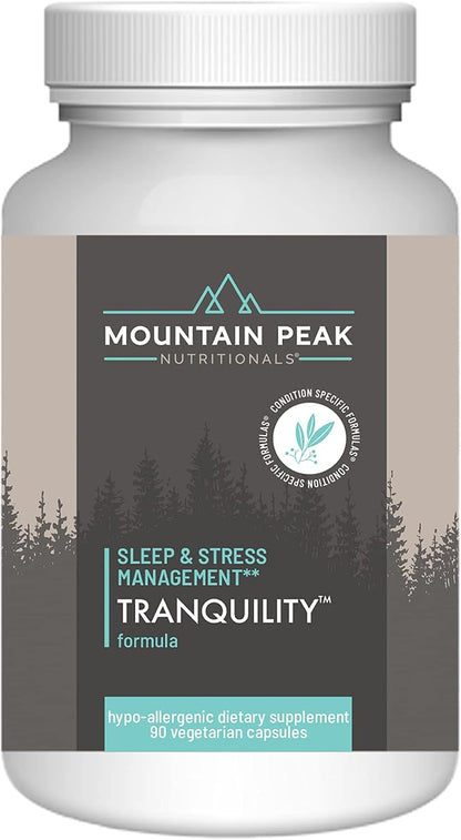 Mountain Peak Nutritionals Tranquility Formula - Supports Brain Health, Sleep & Stress Management - Vitamin B6, Vitamin B12 and Adaptogens - Hypoallergenic Dietary Supplement (90 Vegetarian Capsules)