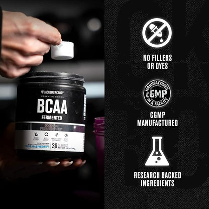 BCAA Powder (Fermented) - 6g Branched Chain Essential Amino Acid Supplement for Improved Muscle Recovery, Reduced Fatigue, Increased Strength, and Muscle Growth - 30 Servings, Fruit Punch