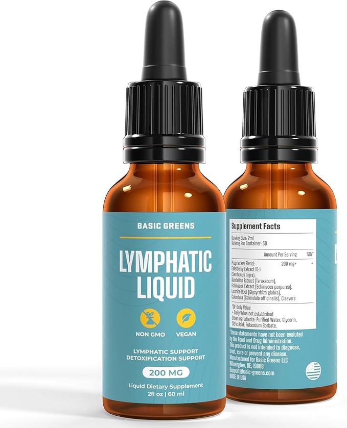 Lymphatic Support Liquid – Natural Immune Booster for Lymphatic Drainage, Fluid Balance, and Daily Cleanse, Easy - Absorb Liquid Formula for Wellness Support, 2 Fl Oz