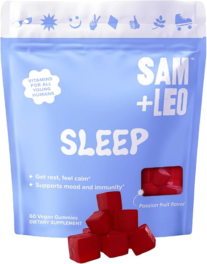 Sleep - Passionflower, Vitamin B6 & Melatonin Gummies for Kids & Teens - All Natural & Vegan Relaxation & Sleep Gummies for Kids - Passion Fruit Flavor - 60/ct