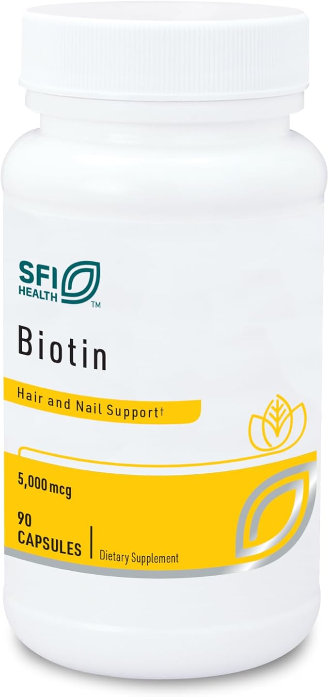 Klaire Labs Biotin 5000mcg - High Potency Biotin Supplement - Vitamin Involved in Skin & Hair Nutrition - Corn-Free, Small, Easy-to-Swallow Hypoallergenic Biotin Pills (90 Caps)