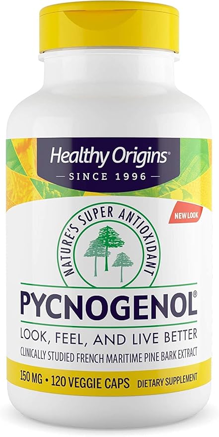 Healthy Origins Pycnogenol 100 mg - Premium Pine Bark Extract - French Maritime Pine Bark Extract for Heart Health, Skin Care & More - Gluten-Free & Non-GMO Supplement - 120 Veggie Caps