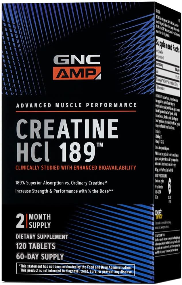 GNC AMP Creatine HCl Pills | Muscle Builder, Energy Production, Performance Recovery Supplement | Fast Absorbing, Gluten Free Formula| 120 Count