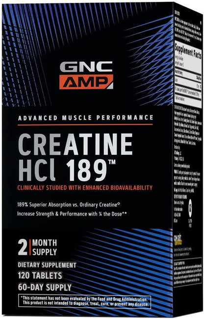GNC AMP Creatine HCl Pills | Muscle Builder, Energy Production, Performance Recovery Supplement | Fast Absorbing, Gluten Free Formula| 120 Count