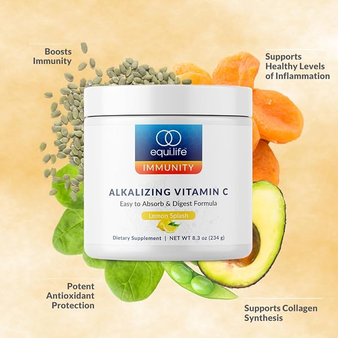 Equilife - Alkalizing Vitamin C, Immune Support Supplement, Potassium Magnesium Supplement, Rich in Calcium, May Help Boost Energy, Promotes Natural Moisture in Skin, Powdered,Easy-to-Use (8.3 oz)