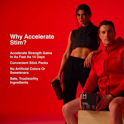 Mdrive Accelerate Pre-Workout Powder, Individual Servings, Mixed Berry, 30 Count