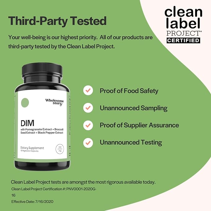 DIM Supplement for Women and Men Plus Pomegranate, Broccoli and Black Pepper | Diindolylmethane | Hormone and Estrogen Balance Supplement | Cell and Tissue Health | 60-Day Supply | 60 Capsules
