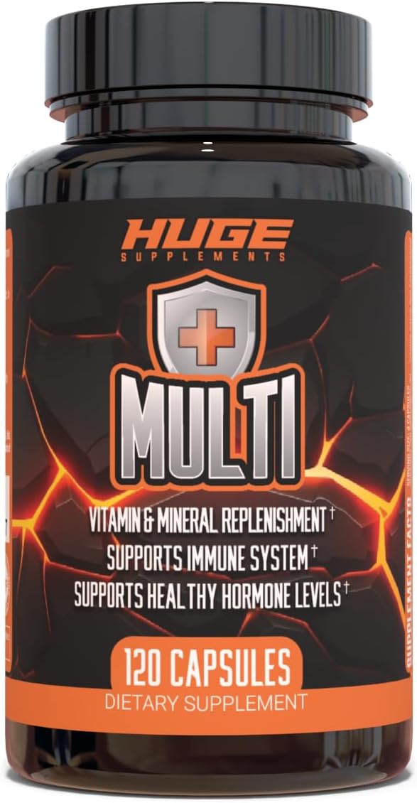 Huge Multi, Multivitamin for Men, High-Performance All-in-One Formula for Athletes, Vitamin & Mineral Replenishment, Supports Immune System & Healthy Hormone Levels (120 Capsules)
