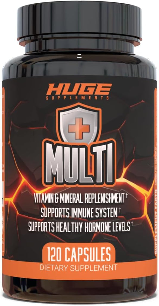 Huge Multi, Multivitamin for Men, High-Performance All-in-One Formula for Athletes, Vitamin & Mineral Replenishment, Supports Immune System & Healthy Hormone Levels (120 Capsules)