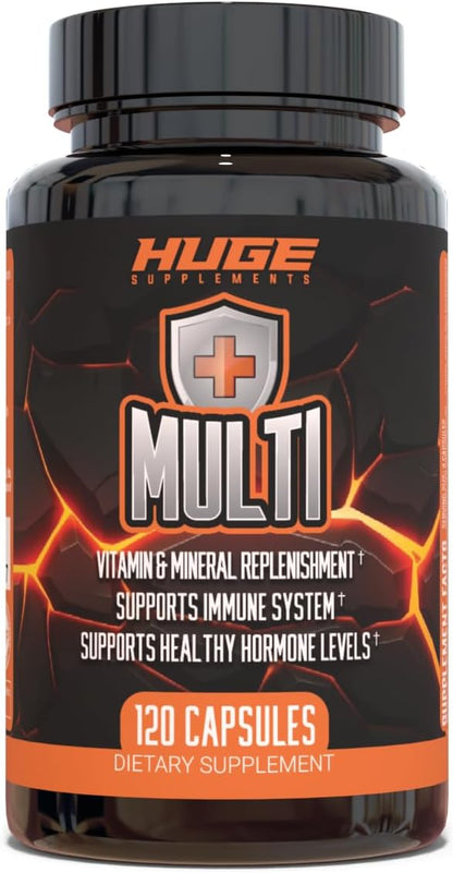 Huge Multi, Multivitamin for Men, High-Performance All-in-One Formula for Athletes, Vitamin & Mineral Replenishment, Supports Immune System & Healthy Hormone Levels (120 Capsules)