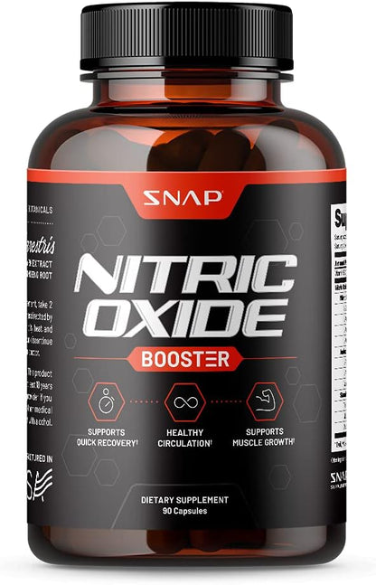 Snap Supplements Nitric Oxide Booster, Support Healthy Blood Pressure, Nitric Oxide Supplements for Men and Women (90 Count)